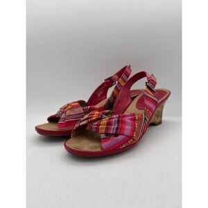 Aerosoles Womens Multicolor Striped Open-Toe Wedge Sandals Size 7W